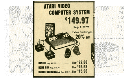 Magazine ad extolling the virtues of the Atari 2600 and its large library of games.